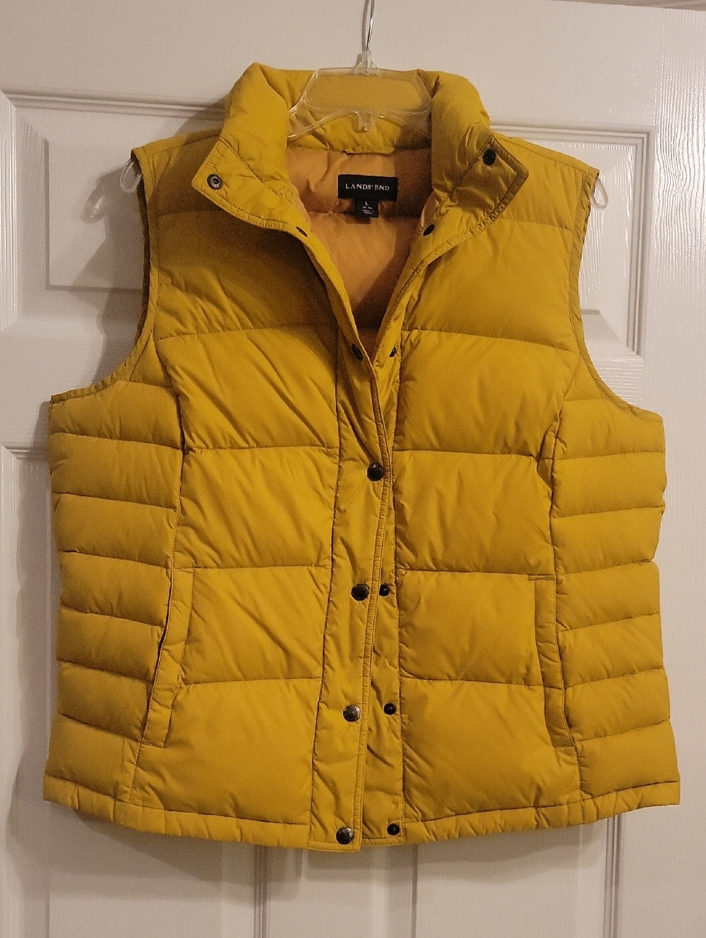 2 Lands' End Women's Mustard Quilted Puffer Vest